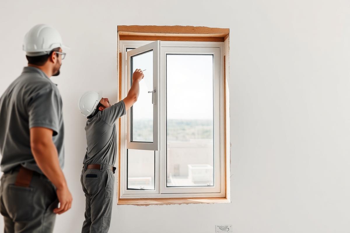 JMZ crew in unbranded clothing installing a window on a clean jobsite